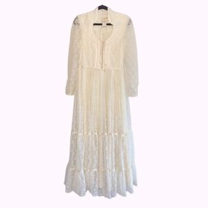 Gunne Sax cream lace maxi Dress